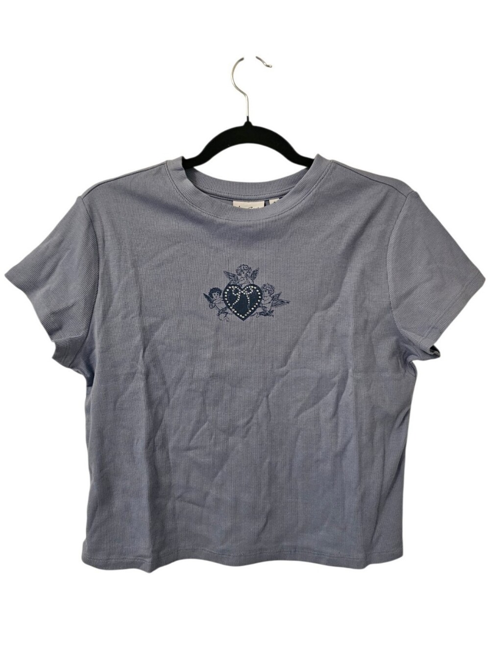 Blue Torrid LoveSick Women's Cotton Cropped Ribbed Baby T-Shirt